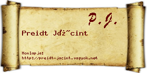 Preidt Jácint névjegykártya
